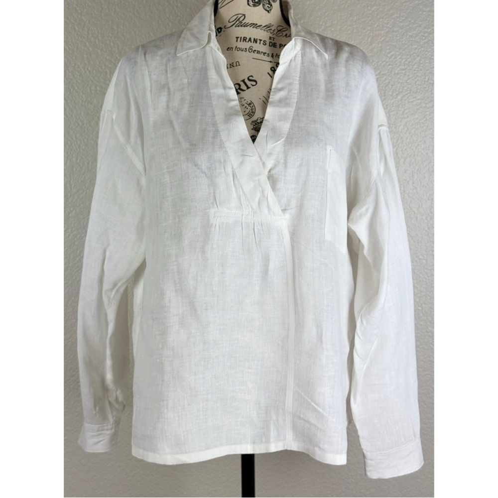 Sundance Women’s 100% Linen Boho Lagonlook Minimalist Blouse, size XS
